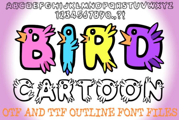 Bird Cartoon Font for Playful Product Branding