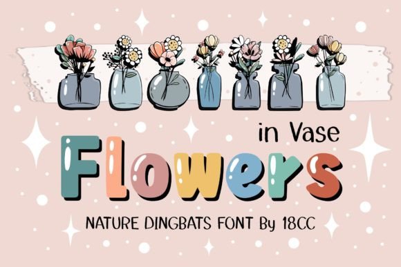 Flowers in Vase Font for Branding